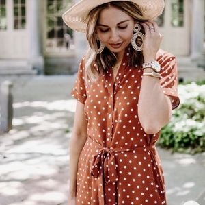 Polka Dot Pocket Shirtdress
